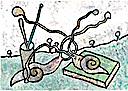 CERIMONIA DA SPIAGGIA - acrilico su carta - cm 27x21